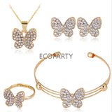 Alloy Green Crystal Necklace Earring Jewelry Set