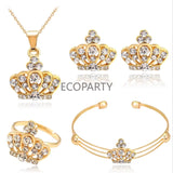 Alloy Green Crystal Necklace Earring Jewelry Set