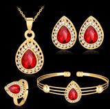 Alloy Green Crystal Necklace Earring Jewelry Set