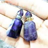 Amethyst Stone Perfume Bottle Pendant Necklace Essential Oil Diffuser