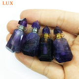 Amethyst Stone Perfume Bottle Pendant Necklace Essential Oil Diffuser