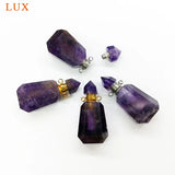 Amethyst Stone Perfume Bottle Pendant Necklace Essential Oil Diffuser