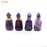 Amethyst Stone Perfume Bottle Pendant Necklace Essential Oil Diffuser