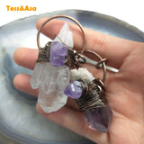 Antique Crystal Amethyst Necklace Wire Wrap Healing Pendant