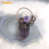 Antique Crystal Amethyst Necklace Wire Wrap Healing Pendant