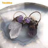 Antique Crystal Amethyst Necklace Wire Wrap Healing Pendant