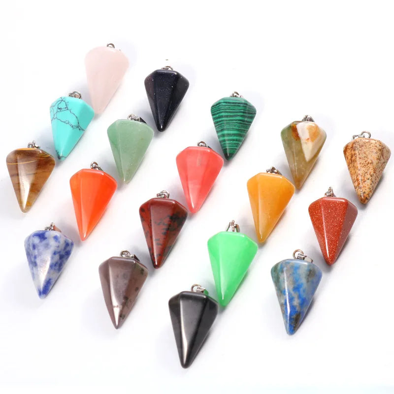 Natural Stone Mixed Pendulum Pillar Charms Chakra Pendants DIY Necklaces