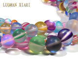 Austria Crystal Glitter Moonstone Round Smooth Glass Beads 6-10MM