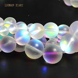 Austria Crystal Glitter Moonstone Round Smooth Glass Beads 6-10MM