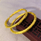 European Fine Woman Girl Flower 24KT Open Bracelet Bangle