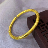 European Fine Woman Girl Flower 24KT Open Bracelet Bangle