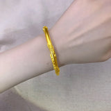 European Fine Woman Girl Flower 24KT Open Bracelet Bangle