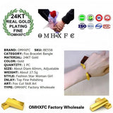 European Fox 24KT Open Bracelet Bangle for Bride Mother Party Birthday Wedding