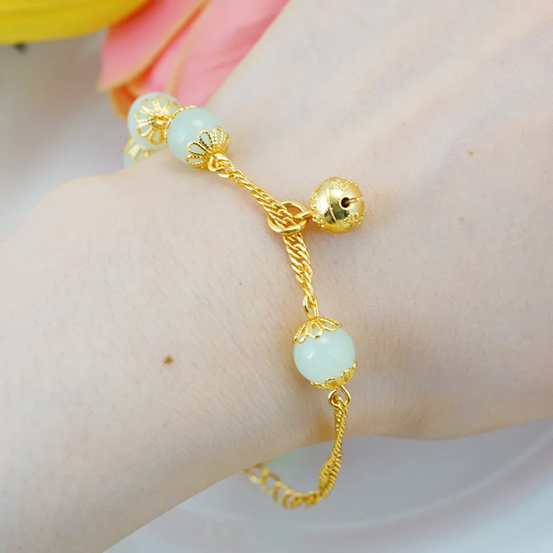 European Fine Woman Bell Jade Beads Bracelet
