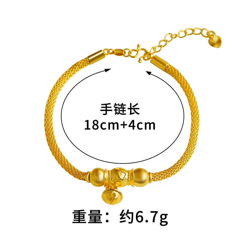 24KT Bell Heart Bracelet European Fine Woman Gift