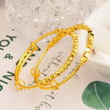 European Fine Woman Girl Bride Party Wedding Gift Beads 24KT Bracelet Bangle