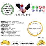 European Fine Woman Girl Bride Party Wedding Gift Beads 24KT Bracelet Bangle