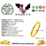European Fine Zircon Bracelet Bangle 24KT 58mm
