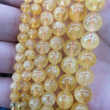 Citrine Yellow Crystal Round Stone Beads 15''