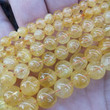 Citrine Yellow Crystal Round Stone Beads 15''