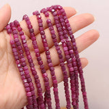 Ruby Faceted Irregular Square Beads 4mm for Jewelry Making DIY