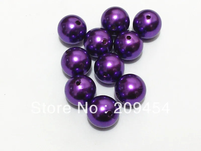 100pcs 20mm Deep-Purple Pearl Acrylic Beads Lot