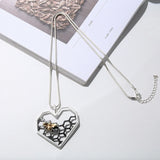 Bee Honeycomb Pendant Necklace Unique Jewelry Gift