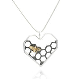 Bee Honeycomb Pendant Necklace Unique Jewelry Gift