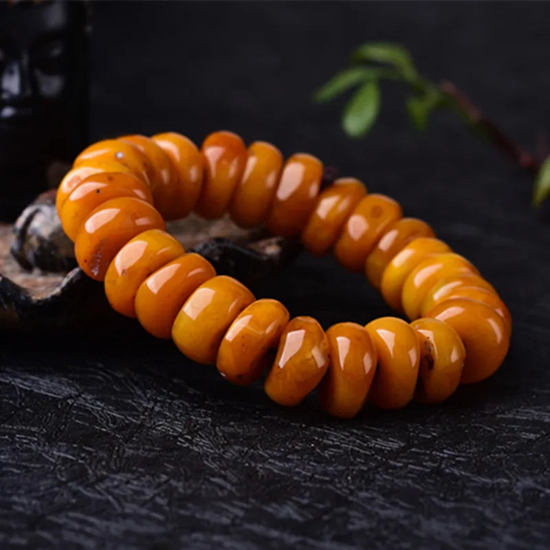 Hand-polished Beeswax Amber Bracelet for Men and Women