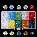 10 Colors Crystal Round Glass Beads Faceted Loose Beads in Container Box