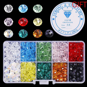 10 Colors Crystal Round Glass Beads Faceted Loose Beads in Container Box