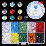 10 Colors Crystal Round Glass Beads Faceted Loose Beads in Container Box