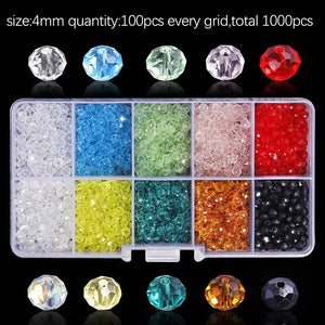10 Colors Crystal Round Glass Beads Faceted Loose Beads in Container Box