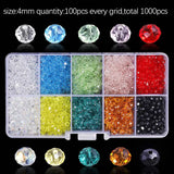 10 Colors Crystal Round Glass Beads Faceted Loose Beads in Container Box