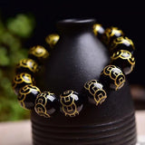 16mm Red Beads Crystal Bracelet Engraving Coins for Women Men