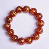 16mm Red Beads Crystal Bracelet Engraving Coins for Women Men