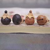 Sandalwood Engraved Fu Bag DIY Pendant Blessing Bell Wood Ebony Jewelry