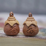 Sandalwood Engraved Fu Bag DIY Pendant Blessing Bell Wood Ebony Jewelry