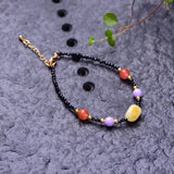 Stone Bracelet Yellow Crystal Bead Hand String Lucky for Women Girl