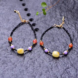 Stone Bracelet Yellow Crystal Bead Hand String Lucky for Women Girl