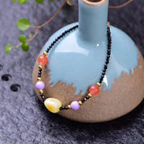 Stone Bracelet Yellow Crystal Bead Hand String Lucky for Women Girl