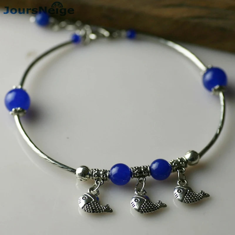 Chalcedony Crystal Anklet Beads Chain Women Girl Anklet Jewelry