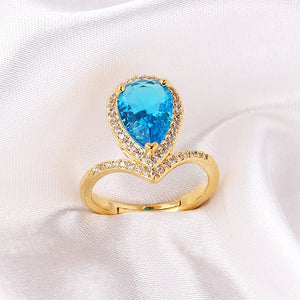 Crystal Engagement Flower Rings CZ Rainbow Zircon Wedding Jewelry