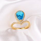 Crystal Engagement Flower Rings CZ Rainbow Zircon Wedding Jewelry