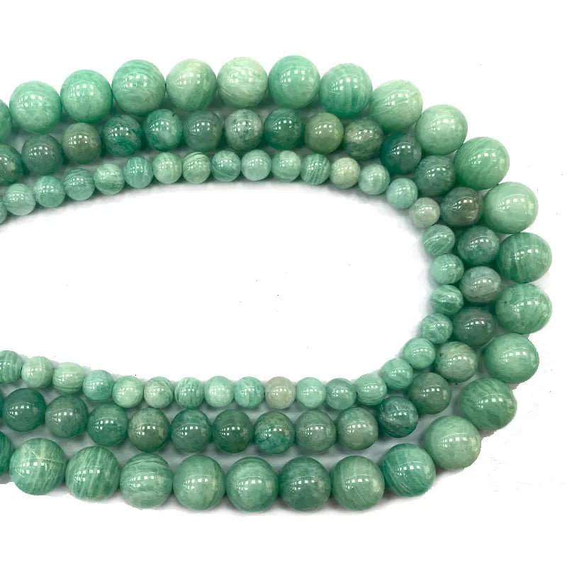 Green Amazonite Round Gem Stone Beads for Jewelry Making DIY 15''