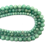 Green Amazonite Round Gem Stone Beads for Jewelry Making DIY 15''