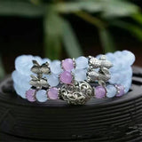 Chalcedony Crystal Bracelet 6mm Beads Tibetan Silver Women's Jewelry