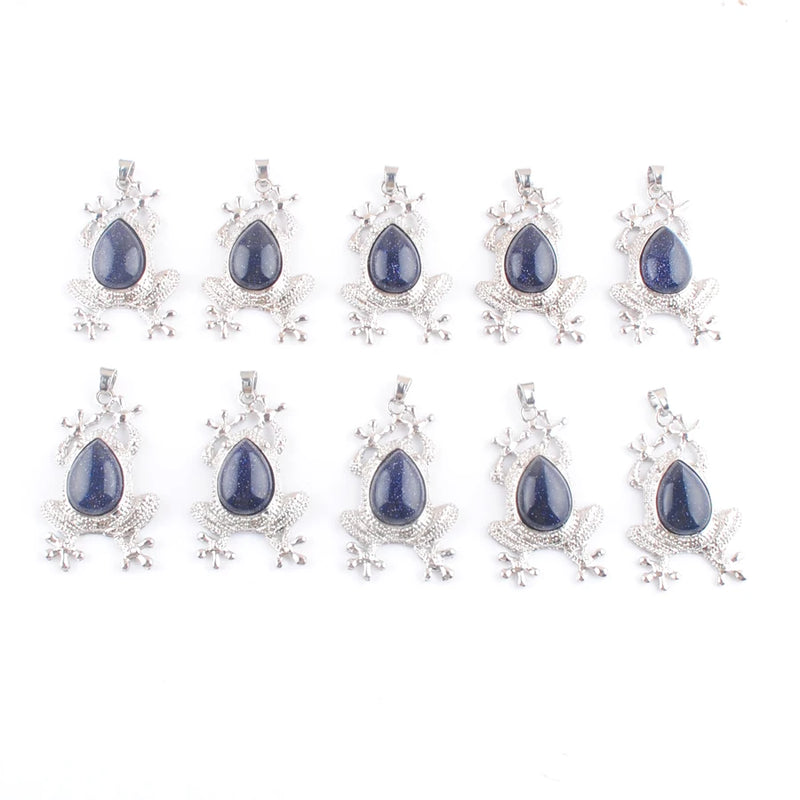 Sand Gemstone Frog Shape Pendant for Necklaces TN4617