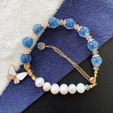 Sugar Heart Crystal Bracelet with Butterfly Charm Pendant for Women