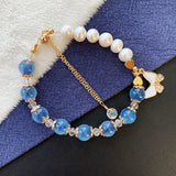 Sugar Heart Crystal Bracelet with Butterfly Charm Pendant for Women